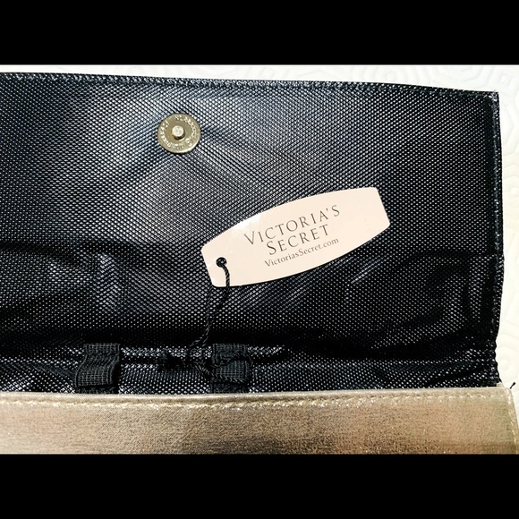 Victoria’s Secret shiny gold tone color glittering make-up bag cosmetic bag - Picture 4 of 6